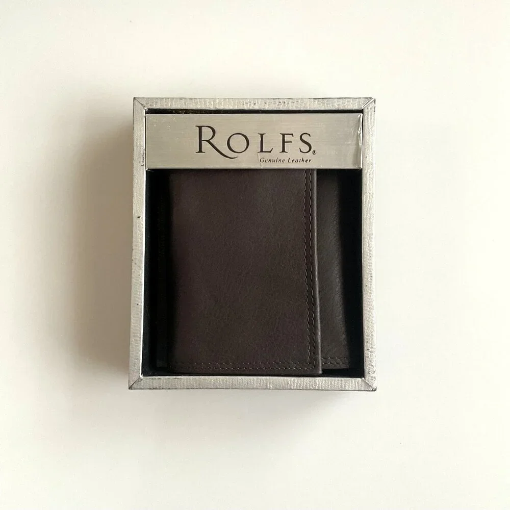 ROLFS GENIUNE LEATHER TRI FOLD WALLET BROWN